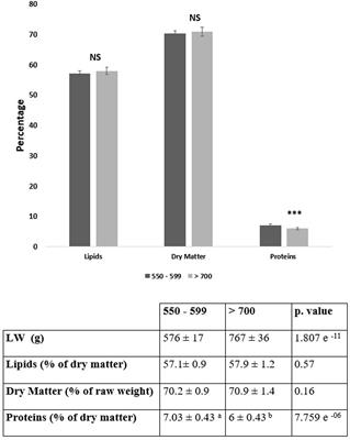 Proteomic Analysis of Two Weight Classes of Mule Duck “foie gras” at the End of an Overfeeding Period